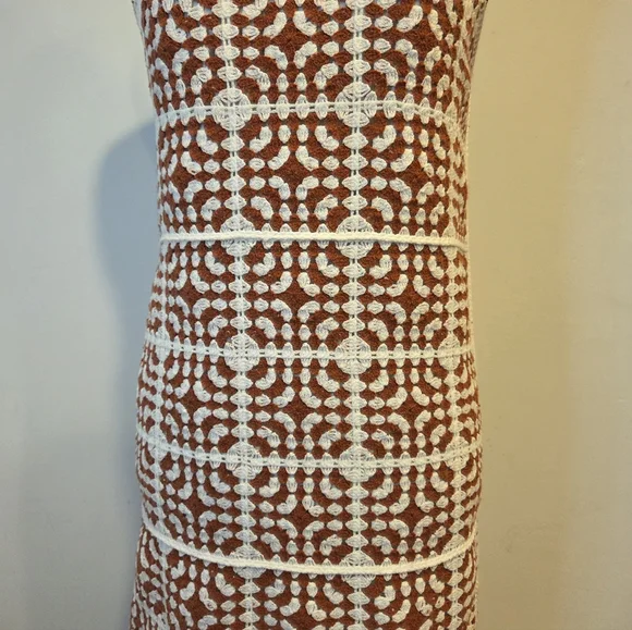 Brown and White Crotchet Spaguetti Straps Dress, Size M. - Picture 10 of 14